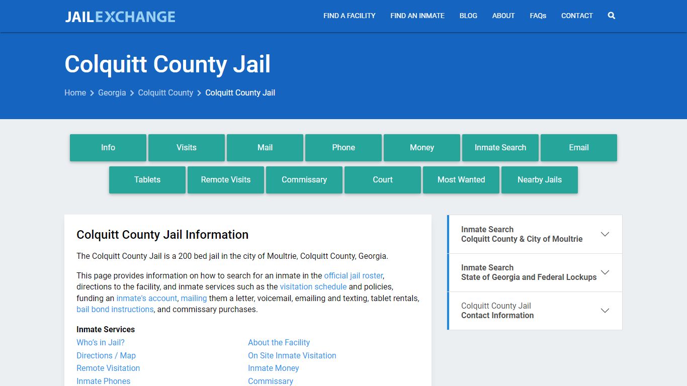 Colquitt County Jail, GA Inmate Search, Information